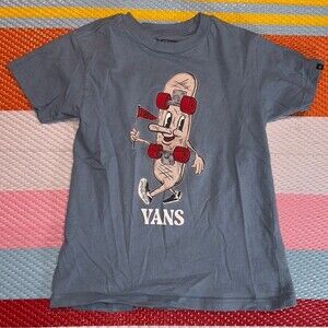 Vans Kids T-Shirt with Skateboard Graphic - Blue Red Boys Size 4